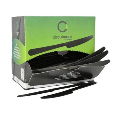 Produktbild von 1200 Messer (Mehrweg), -PP 19,7 cm schwarz, extra stabil, in Spenderbox