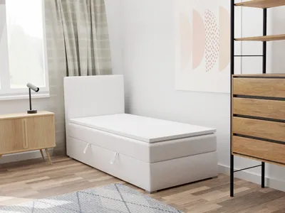 Produktbild von FEDVE Boxspringbett Einzelbett KOLORADO MINI mit Bettkästen Jugendbett mit Bonell-Matratze und Topper 100x200 Links