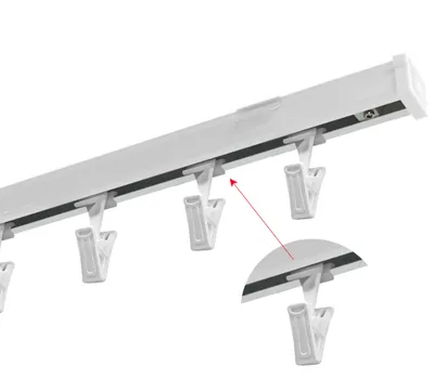 Produktbild von Deckenvorhangschiene 120 cm - weiß - aus Aluminium - mit Klammern - schnelle Montage