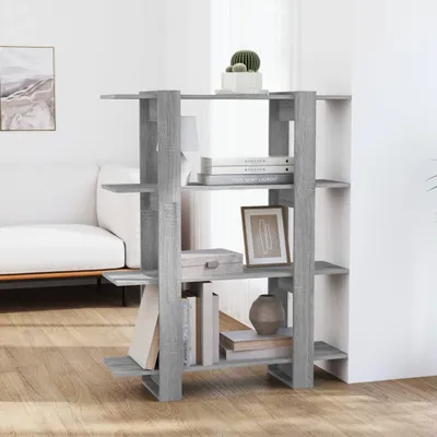 Image de The Living Store Bibliothèque/séparation de pièce Gris Sonoma 100×30×123,5 cm