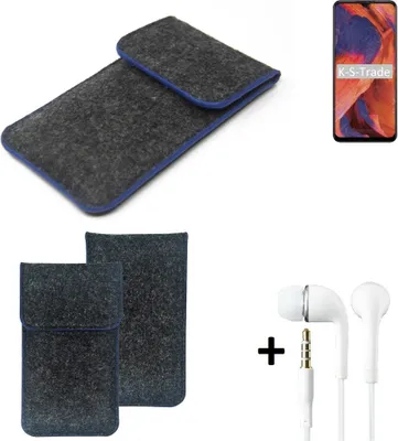 Produktbild von K-S-Trade Handy Schutz Hülle kompatibel mit Nokia 3.4 Schutzhülle Handyhülle Filztasche Pouch Tasche Case Sleeve Filzhülle dunkelgrau, blauer Rand