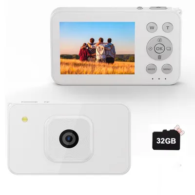 Produktbild von Kinder Digital Kamera Spielzeug, 8MP 32GB SD-Karte Selfie Kamera Fotoapparat Kinder für 3-12 Jahre Alter Geburtstagsgeschenk Kinder, Weiß