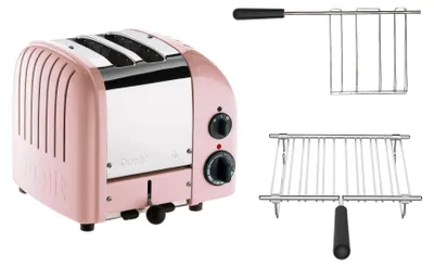Produktbild von Dualit Toaster Paket 2, 2er Toaster mit Brötchenaufsatz und Sandwichzange Pink