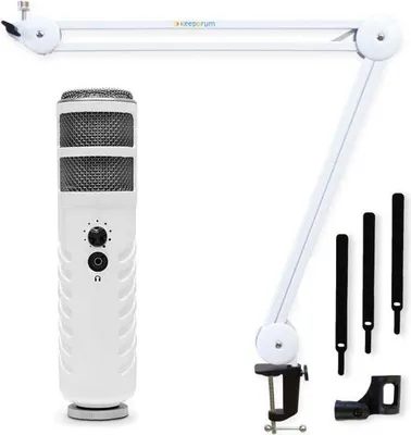 Produktbild von Rode Podcaster USB-Mikrofon mit Mikrofonarm Weiss
