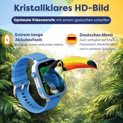 Produktbild von AngelTech Kinder SmartWatch Ultra – Slim Size – 4G - GPS Uhr für Kinder - 1GB RAM – 8GB ROM - Smartwatch für Kinder - Inklusive SIM-Karte - Blau