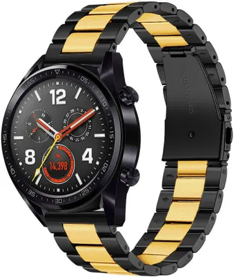 Produktbild von Strap-it Huawei Watch GT / GT 2 Gliederarmband (Schwarz / Gold)