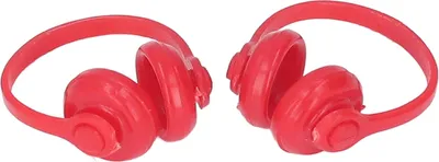 Productafbeelding van 2 stuks miniatuur headsetmodel, schaal 1:12, hoge mate van realisme, geschikt voor poppen, hoofdtelefoon decoratie, rood