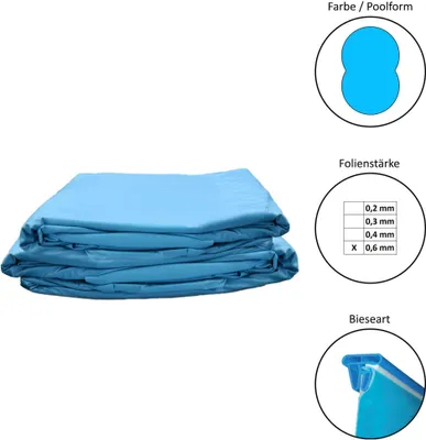 Produktbild von Poolinnenhüllen achtform 0,6 mm 120 cm Tiefe Keilbiese Poolfolie Ersatzfolie Achtformbecken 540x350x120cm - Dicke 0,6mm - Keilbiese - blau