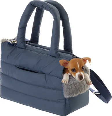 Image de Doggy FLUFFY RIDE Sac de transport Caisse de transport pour chiens Caisse de transport pour chats Sac pour chiens 40x20x30 cm Bleu marine