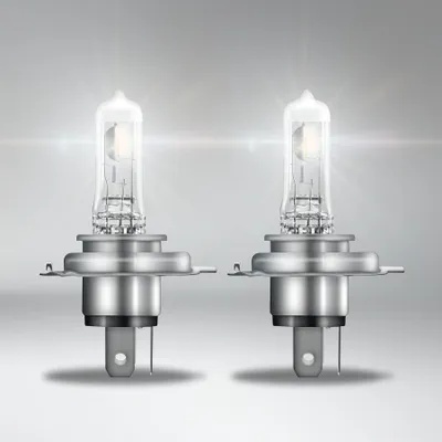 Produktbild von OSRAM NIGHT BREAKER® SILVER H4, +100% mehr Helligkeit, Halogen-Scheinwerferlampe, 64193NBS-HCB, 12V Pkw, Duo Box (2 Lampen)