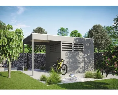 Produktbild von Gartenhaus SKAN HOLZ CrossCube Haus Brisbane 3 253 x 253 cm schiefergrau