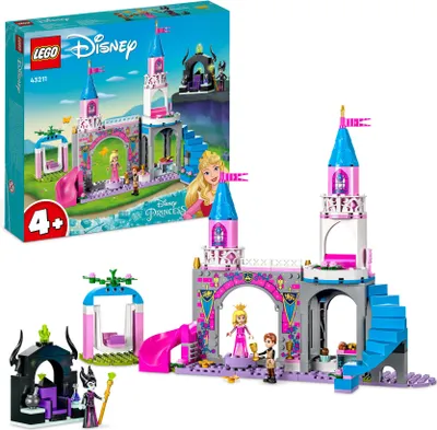 Produktbild von LEGO Disney Princess Auroras Schloss 43211 mit Dornröschen, Prinz Philip & Maleficent, 27x38x11 cm, 187 Teile, ab 4 Jahren, drehbare Tanzfläche & Rutsche