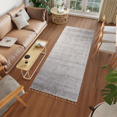 Teppichläufer Meterware Shaggy Türkis Hochflor Modern Weich Flauschig