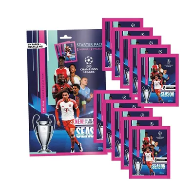 Image de Topps - Champions League 2023/24 - Autocollants à collectionner - 1 starter pack + 10 sachets