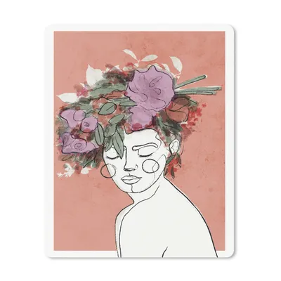 Produktbild von MuchoWow® Mauspad Mousepad Porträt - Frau - Blumen - Pastell 19x23 cm - Mousepads - Maus Mat - Pad - Mausunterlage - Mauspads - Spielen