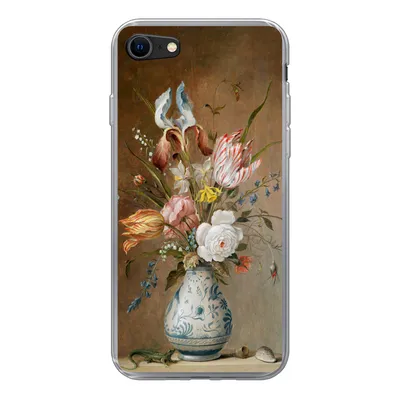 Produktbild von MuchoWow® Handyhülle Schutzhülle Hülle für iPhone 7 Stilleben mit Blumen - Balthasar van der Ast - Alte Meister Silikon Softcase Handy Hülle - Kartenhalter
