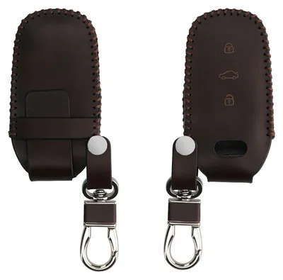 Produktbild von kwmobile Leder Autoschlüssel Hülle kompatibel mit Audi 3-Tasten Autoschlüssel Keyless Schlüsselhülle - Schlüssel Tasche Braun
