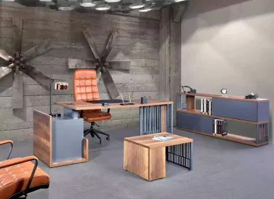 Immagine prodotto di Arbeitszimmer buro Schreibtisch Couchtisch Aktenschrank Modern Braun
