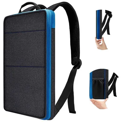 Produktbild von Ultra Dünner Erweiterbarer Laptop Rucksack, USB Business Reise Rucksack, Wasserdicht, Herren Damen, Oxford, Vielseitig, 13-14 Zoll, Schwarz Blau