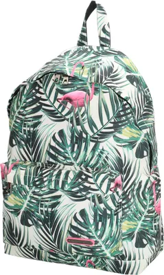 Produktbild von Rucksack-Wanderrucksack-Laptopfach-Flamingo Palmen Grün Weiss-43 cm-Bowatex