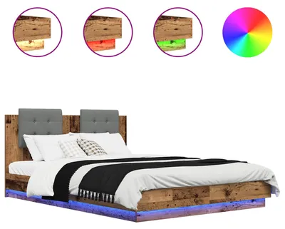 Productafbeelding van vidaXL Bedframe met hoofdeinde, gerecycled hout, 140 x 200 cm, houtvezel