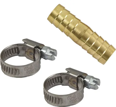 Produktbild von Agora-Tec®  Messing Schlauchverbinder-Set 1/2 Zoll inkl. 2 Stück 1/2 Zoll Edelstahl Schellen (W4) für 1/2 Zoll (12,7mm) Gartensch