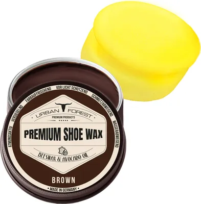 Produktbild von SPARSET Schuhcreme Schuhwachs Braun mit Bienenwachs & Avocado-Öl inkl. Schwamm | URBAN Forest 150ml