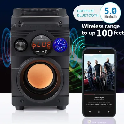 Produktbild von Feegar Showjet Tragbare Bluetooth-Lautsprecher,12 Stunden Laufzeit 4000mAh, kabellos, 30m, Outdoor-Lautsprecher mit Doppel-Subwoofer, reichhaltiges