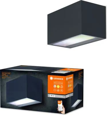 Zdjęcie produktu dla Lampa Ogrodowa Zewnętrzna Kinkiet Elewacyjny LED 14W 600lm 3000K Ciepła RGBW Góra Dół Ściemnialna IP44 Szary SMART+ WiFi Brick Ledvance
