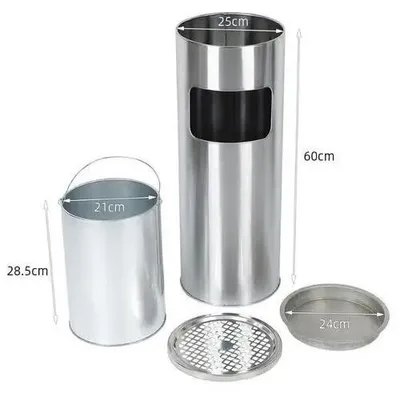 Produktbild von Set aus 2 Aschenbechern - Tischaschenbecher - Edelstahl - Für Restaurant, Bar, Club, Garten - Für innen und außen - Silber