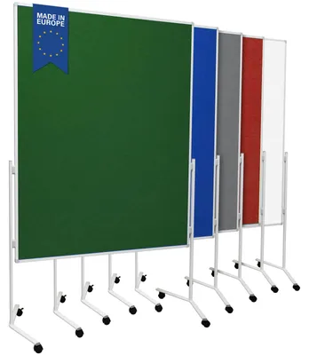 Produktbild von Moderationstafel UP - Filz-Metaplanwand 120x150 cm - einteilig Grün - Moderationswand mit Filz- Oberfläche & Rollen - mobil & beidseitig nutzbar