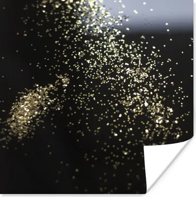 Produktbild von MuchoWow® Poster Marmor - Glitter - Gold - Schwarz 50x50 cm - Wohnzimmerdekoration