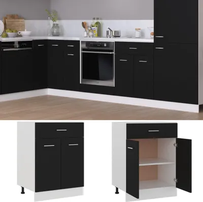 Produktbild von vidaXL Schubunterschrank Lyon Schwarz 60x46x81,5 cm Holzwerkstoff