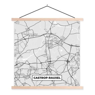 Produktbild von MuchoWow® Textilposter Karte - Stadtplan - Deutschland - Castrop-Rauxel - Karte 60x60 cm mit holzfarbenen Rahmen - Wanddekoration