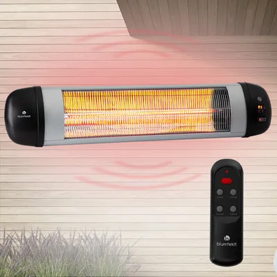 Produktbild von Klarstein Heizstrahler, 2500W Infrarot Heizstrahler, Elektrischer Heizstrahler für die Terrasse, Fernbedienung, IP34 Infrarotstrahler, Terrassenheizstrahler CO2-Frei, Wärmestrahler für Wand & Decke