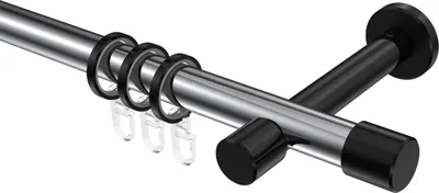 Produktbild von Interdeco Gardinenstange / Vorhangstange Chrom / Schwarz, Typ Prestige Santo (Kappe), 20 mm Ø 1-läufig, 520 cm