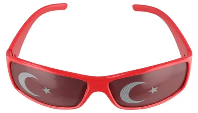 Produktbild von Fanbrille rot im Türkei Fandesign mit Türkei Schriftzug