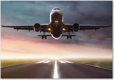 Produktbild von Tulup® Leinwandbild - 100x70 cm - Wandkunst - Drucke auf Leinwand - Leinwanddruck  - Fahrzeuge - Gelb - Startendes Flugzeug