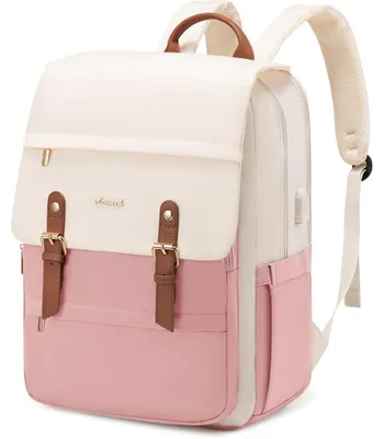 Produktbild von Rucksack Damen 15,6 Zoll Laptop Schulrucksack wasserdicht Tagesrucksack Reise Büro Beige Rosa