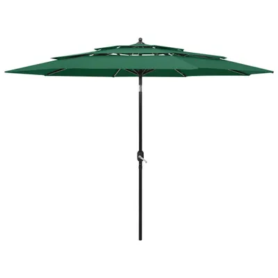 Zdjęcie produktu dla vidaXL Parasol z aluminiowym masztem 3-warstwowy zielony 3 m