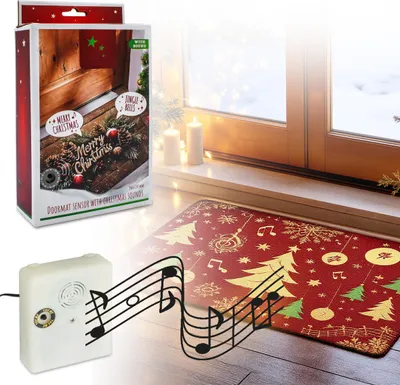 Produktbild von Musikalischer Türmatten Sensor mit 2 Weihnachtsliedern - 34 x 24 cm - Weihnachtsmusik Trittsensor für jede Fußmatte