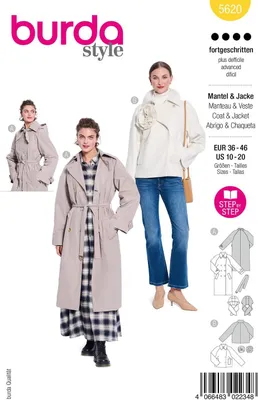 Imagen del producto de Patrones para chaquetas tipo trench y chaquetas bomber de mujer, talla 36, para costureras con experiencia