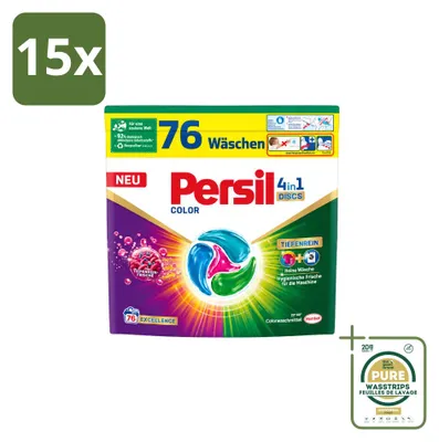Produktbild von 15 x Persil Discs Color 4-in-1 Waschmittel - 76 Kapseln - Vorratspackung - 15 Stücke