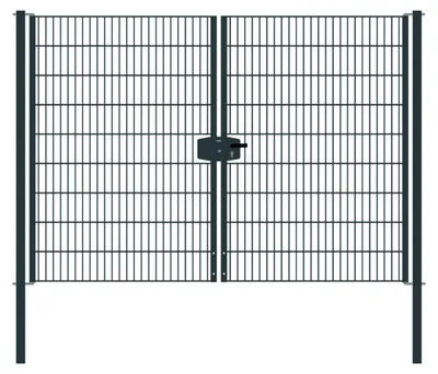 Produktbild von Drahtgittertor 2-flügelig, Durchgangslichte: 264 cm, Gesamtbreite inkl. Pfosten: 276 cm - Ausführung: anthrazit beschichtet, Höhe: 183 cm