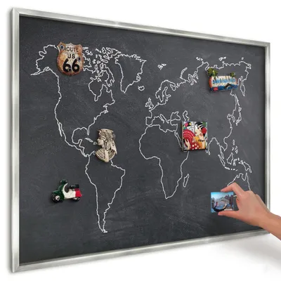 Produktbild von Magnettafel 100x70 cm in einem silbernen Rahmen - Magnetische Metalltafel, Magnetpinnwand zur Wandmontage für Wohnzimmer, Küche, Flur, Kinderzimmer und Büro - Kreidezeitwelt