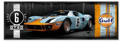 Image de Cadre en bois avec impression en PVC vernis "Pano GT40 Gulf" - Noir - 40 x 120 cm -Collection Rubix