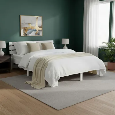 Produktbild von Homestyle4u Holzbett 180x200 Weiß mit Matratze mit ® Standard 100 Doppelbett Jugendbett Gästebett