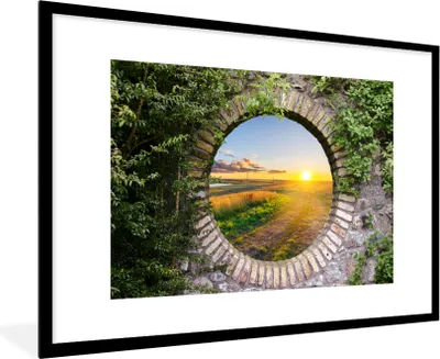 Produktbild von MuchoWow® Gerahmtes Poster Landleben - Aussicht - Sonne 90x60 cm - Poster mit Schwarzem Bilderrahmen Wandposter Rahmen Foto Bilder - Wanddekoration - Fotos