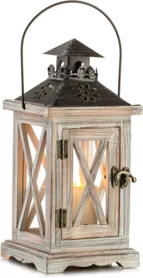 Produktbild von Kerzenlaterne aus Holz - Holzlaterne - Windlicht - Rustikal - Für Tisch und Hochzeit
