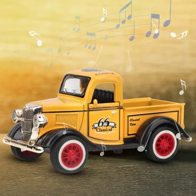 Image de Alliage Retrait Jouet automobile Camionnette Modèle Diecast Son Lumière Véhicule Jouet (jaune)